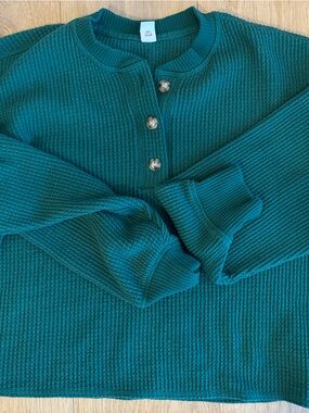 Old navy green Waffle Knit Button-Front Women's Sweater